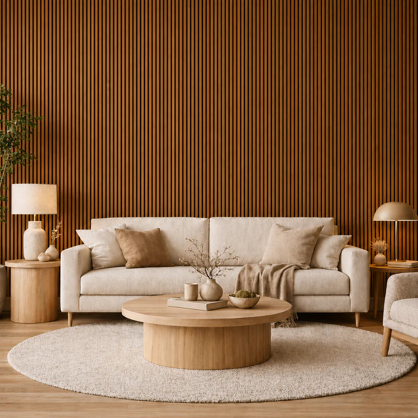 Premium Acoustic Wall Panels - Teak | 60cm x 240cm