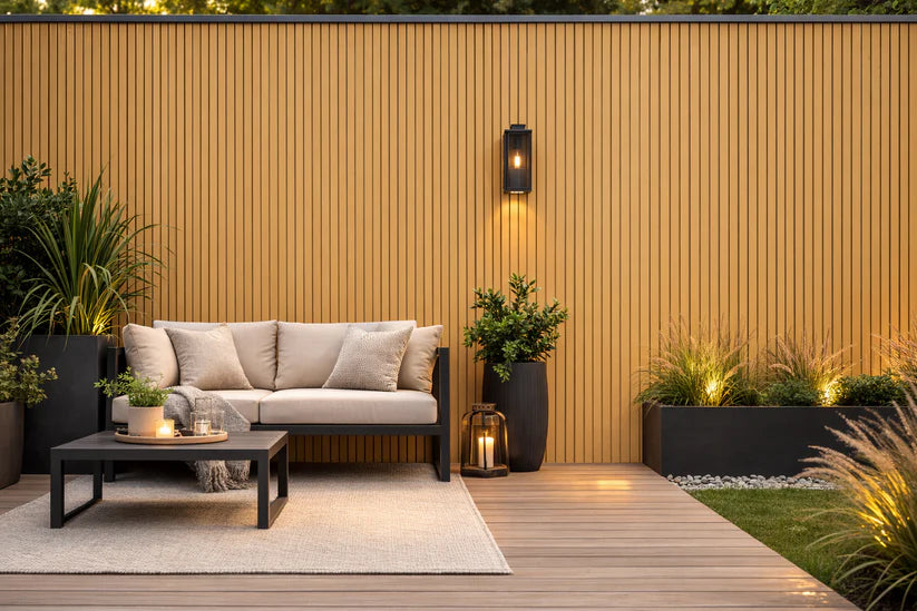 Modern Oak Outdoor Slatted Panels | Pack of 6