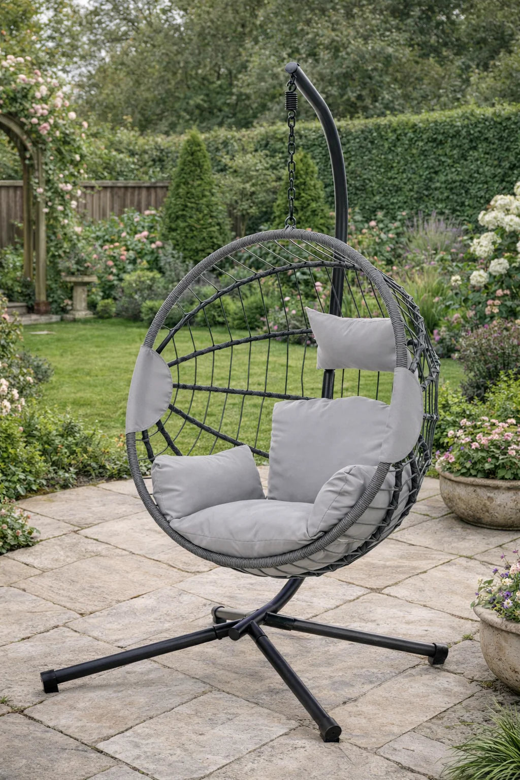 Relaxing Hanging Egg Chair with Cushion – Light Grey