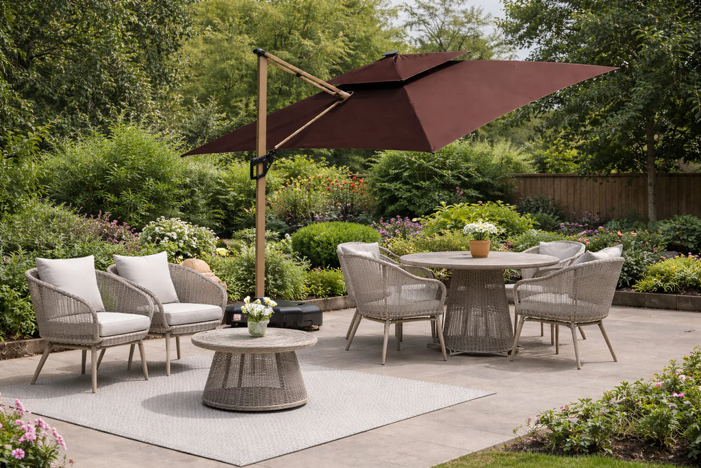Elegant Cantilever Patio Umbrella with Solar LED Lights