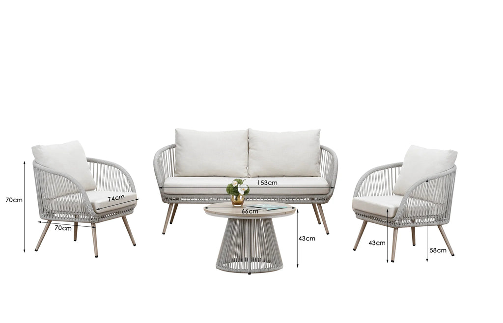 Natural 4-Seater Outdoor Lounge Set
