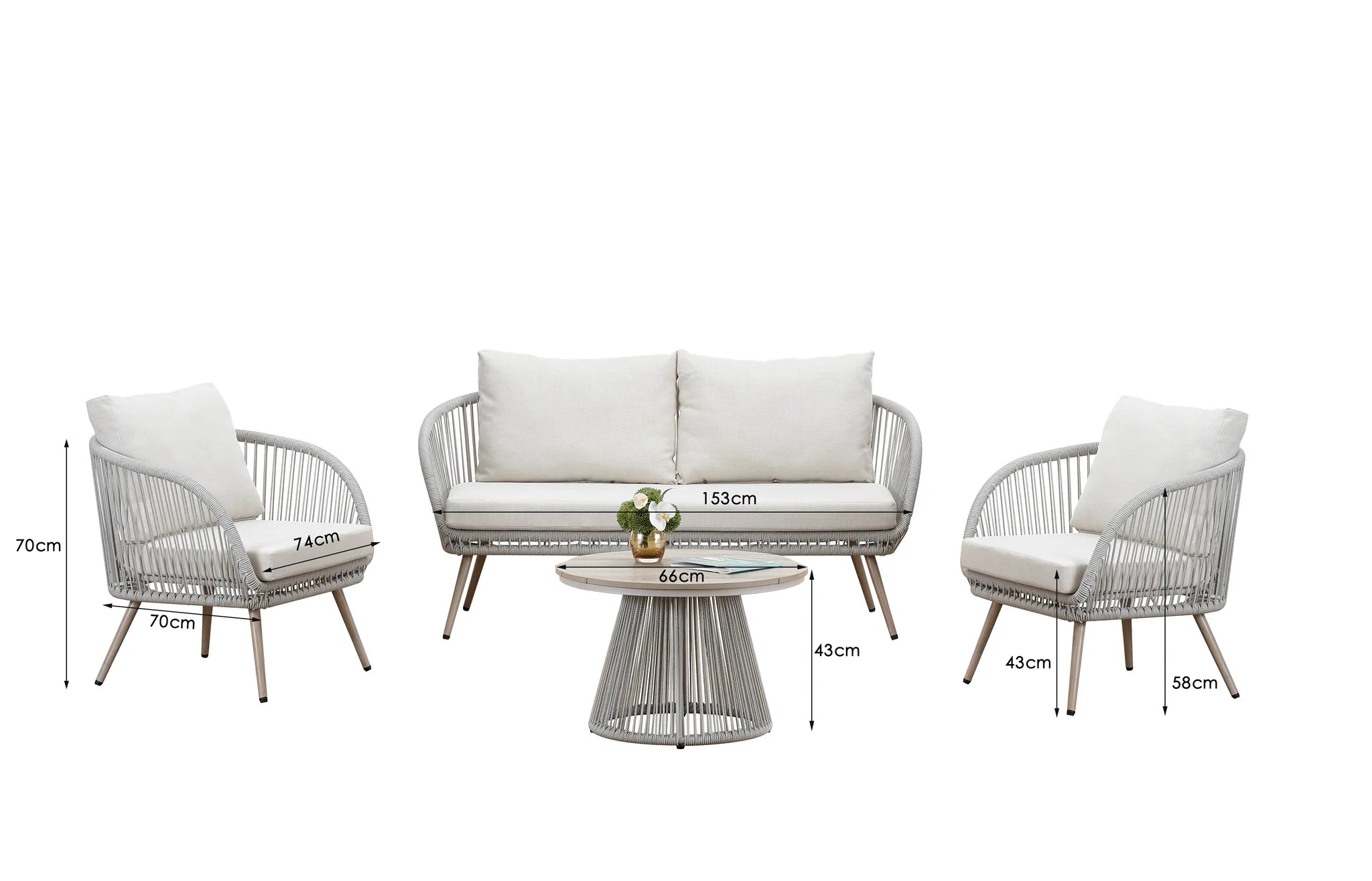 Natural 4-Seater Outdoor Lounge Set