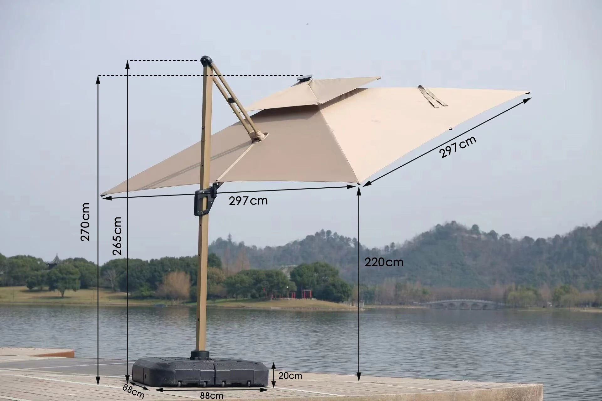 Elegant Cantilever Patio Umbrella with Solar LED Lights