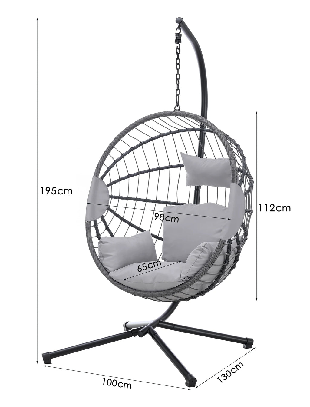 Relaxing Hanging Egg Chair with Cushion – Light Grey