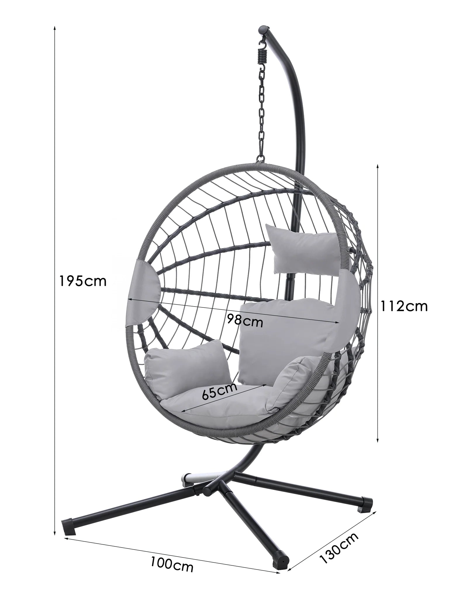 Relaxing Hanging Egg Chair with Cushion – Light Grey